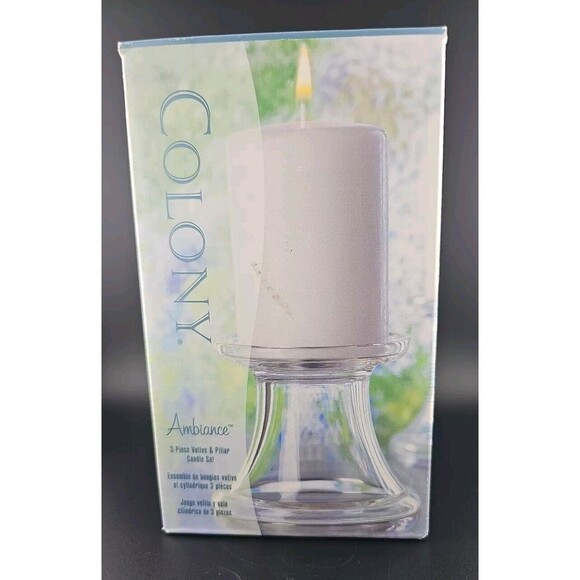 Colony Ambiance Votive & Pillar Round Clear Glass Candleholder Set With Candle - Picture 13 of 14